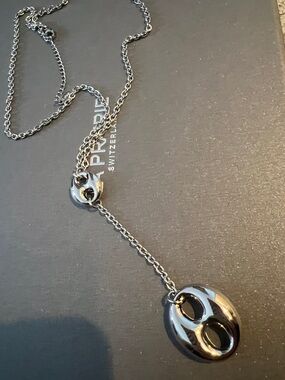 Minimalist Oval Link Drop Necklace - silver R 473